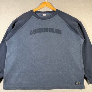 Vintage Anchor Blue Mens Raglan Long Sleeve‎ Graphic Sweatshirt XL Blue Cotton